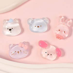 Autocollants et aimants pour réfrigérateur, dessin animé mignon, tête d'animal transparente, résine artisanale, colle crème écologique - Product Image 2