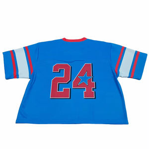 Maillot de football américain personnalisé pour femmes, coupe courte, sublimation, haut court à manches courtes, maille, haut court, vêtements de rugby - Product Image 3