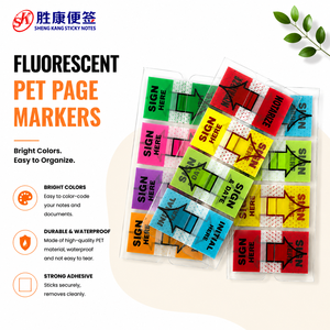 Fluorescent PET Sign Here Sticky Tabs Waterproof Page Markers Strong Adhesive Index Labels for Lawyer Office Document Marking - Product Image 1