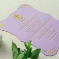 DIY Modern semua Taro ungu dan kertas Foil emas kartu Menu Logo inisial Menu acara makan malam pernikahan