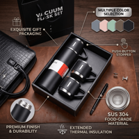Botella de Viaje Personalizada para Café, Té y Agua, de Acero Inoxidable 304, 500 ml, Termo con 3 Tapas, para Bebidas Frías y Calientes, Portátil, Set de Regalo