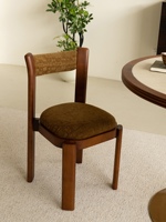Chaise de salle à manger en bois massif de style mid-century, rembourrée en velours, avec dossier minimaliste, pour la maison et le bureau