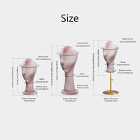 Tête de Mannequin en Velours Mousse DE-LIANG de Luxe pour Présentation de Perruques Féminines avec Base Floquée Colorée