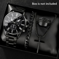 4 pièces/ensemble pour hommes nouveau cadran en verre bleu montre à Quartz ceinture en acier étui à breloques 20mm 42mm aiguille bleue pointeur montre à Quartz collier anneau