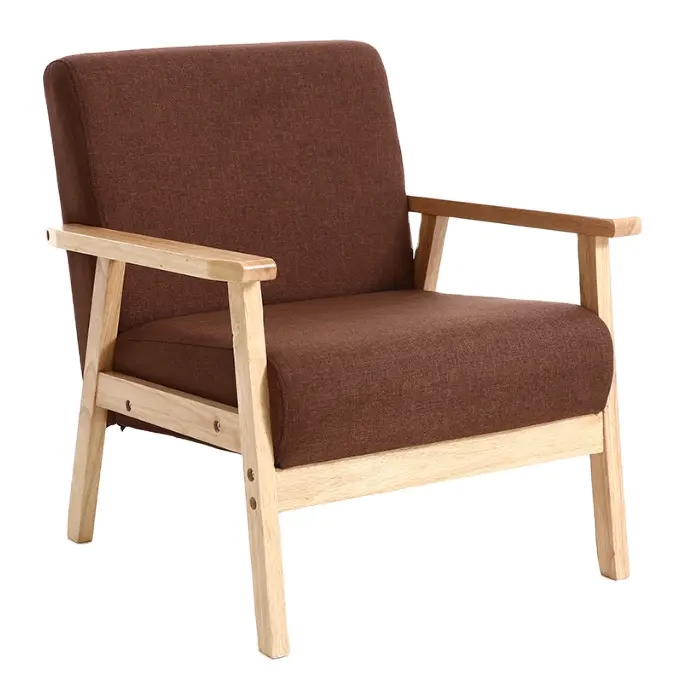 أثاث منزلي تصميم حديث كرسي بذراعين من الخشب الصلب KD كرسي أريكة خشبية منجد لغرفة المعيشة والفندق