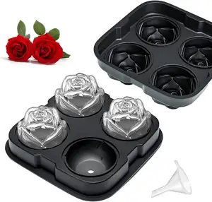 Wholesale Bpa free food grade Silicone Rose Ice Ball Maker Easy Release Rose Ice Cube Trays Ice Ball Moulds
