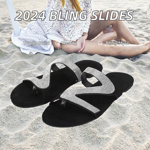 Sandalias Planas de Mujer con Cuentas, Punta Abierta, de Cuero PU y EVA, con Suela de Goma, para Primavera, Verano, Otoño e Invierno - Product Image 2