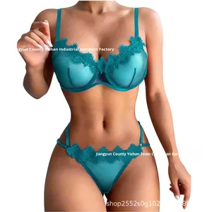 Châu Âu Mỹ Mùa Hè Mỏng Phong Cách Sexy Lưới Xem Qua Ren Đồ Ngủ Đồ Lót Set Cross-Biên Giới Temu Strapless Thoáng Khí Rắn - Product Image 3