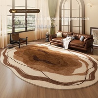 Tapis haut de gamme rétro marron Maillard pour salon, résistant à la saleté, facile d'entretien, antidérapant, à poils épais