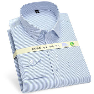 Camicia a maniche lunghe a righe RNSHANGER, nuova camicia formale traspirante da lavoro, senza bisogno di stiratura, per uomo. - Product Image 6