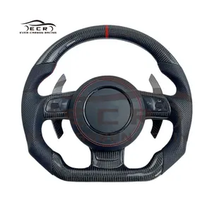 Ever-carbon Racing ECR Hotsell Best Selling Car Steering Wheel Carbon Fiber with Cover For Audi R8 Sports Carton Box Red 1pcs