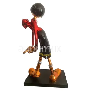 Estátua de Popeye em fibra de vidro para artesanato em resina, modelo personalizado de tamanho pequeno, cor cromada, esposa de Popeye, figura Olvia, arte em fibra de vidro, modelo de Popeye