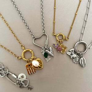 18K PVD Gold Stainless Steel <b>Necklaces</b> with Heart Oval Round Anchor Carabiner Clasps | DIY Charm Holder Chains for Jewelry - Product Image 3