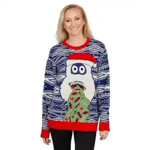 卸売冬プラスサイズプルオーバーセータープリントクリスマス大人男性クリスマスジャンパーセーター