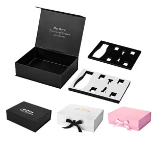 Holesale-Caja magnética negra con logotipo personalizado, caja de cartón de lujo para embalaje de perfume y regalos