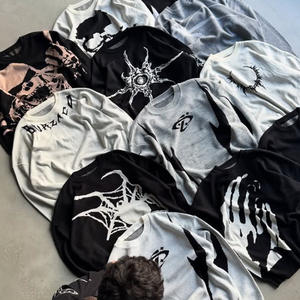 Maglione <span class=keywords><strong>da</strong></span> Uomo in Mohair Lavorato all'Uncinetto con Stampa Grafica Produttore di Abbigliamento Streetwear Vintage Oversize Bianco con Etichetta Personalizzata sul Collo - Product Image 2