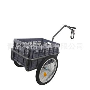 Cj-051 Bicycle <b>Cargo</b> <b>Trailer</b> 16 Inch Pneumatic Wheels Single Layer Plastic Basket Steel Frame Max 100 Kg Payload - Product Image 4