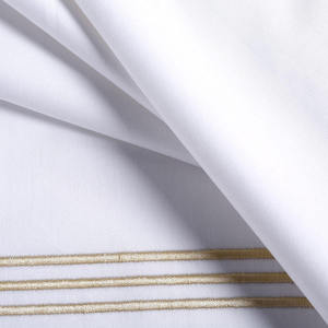 Bán buôn nhà dệt Vua Kích thước bộ đồ giường Set 100% cotton <span class=keywords><strong>satin</strong></span> <span class=keywords><strong>Sheets</strong></span> trắng thêu Duvet cover sọc Mô hình khách sạn chất lượng - Product Image 2