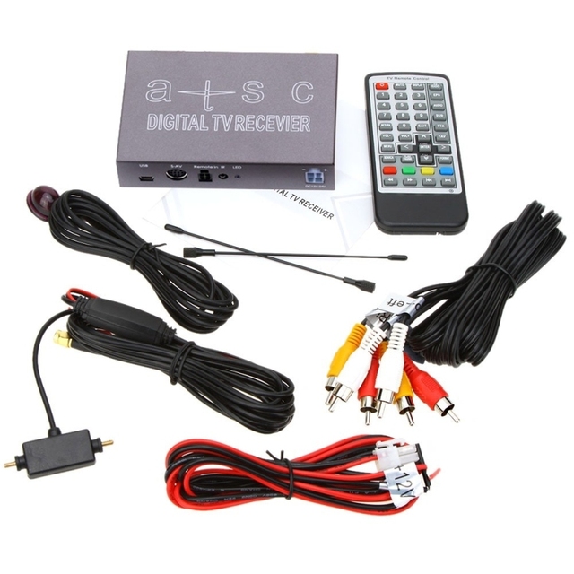12V-24V Car ATSC North America Digital TV Receiver Box Full One Seg Tuner Antenna with Set-Top Box