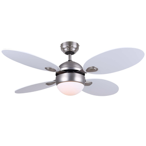 La luce del ventilatore da soffitto in nichel spazzolato decorativo per la casa del dispositivo di raffreddamento dell'aria in stile da 42 pollici con 4 lame in MDF include il controllo della catena di trazione - Product Image 1