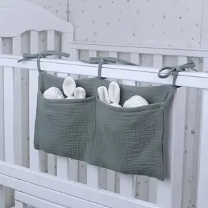波西米亚新生儿床头板收纳袋棉便携式婴儿婴儿床手提储物袋儿童床上用品尿布袋