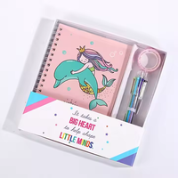 Carnet de notes spirale mini sirène mignon, journal intime, papeterie Kawaii pour enfants, coffret cadeau, ensemble de papeterie avec stylo, modèle 20241222-1