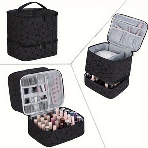 Sac cosmétique double couche en PU, grande capacité, portable, pour rangement de vernis à ongles, avec grille de séparation, <span class=keywords><strong>kit</strong></span> de manucure – Vente chaude - Product Image 1