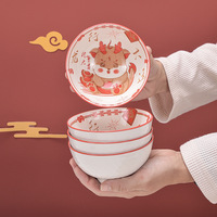 Ensemble cadeau de bols et baguettes personnalisés en céramique écologique de Guangdong, design oriental, avec boîte cadeau pour le Nouvel An