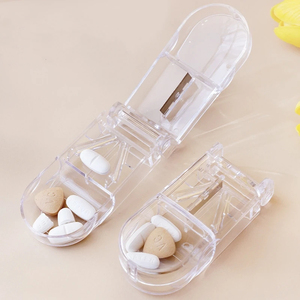 Rectangular Transparent Medicine Cutter <b>Small</b> Pill Tablet Cutter With <b>Storage</b> Compartment <b>Box</b> Medicine Organizer - Product Image 2