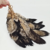 Véritable fourrure de renard bleu naturel tanné 25-28cm Porte-clés Island Coffee Fox Fur Tail Ring