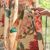 Tissu de rideau imprimé 100% polyester, design forêt enchantée botanique, rideaux de style campagnard