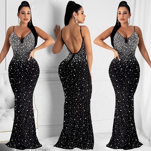 Vestidos de Noche de Malla con Cristales y Espalda Descubierta con Pedrería Ropa de Sirena con Diamantes y Brillo Vestido de Fiesta con Perforación en Caliente para Bodas - Product Image 2