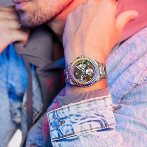 Reloj Tourbillon BG7002 para hombre con incrustaciones de cristal, piedras preciosas transparentes, diamantes de colores y movimiento automático. - Product Image 6