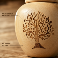 Urne moderne et écologique en bois, motif Arbre de Vie, avec joint pratique, cercueil et urne pour animaux de compagnie (chiens et chats)