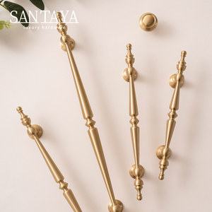 Poignée de tiroir de cuisine moderne en laiton brossé solide, durable, écologique, bouton de placard, armoire de chambre à coucher, commode, extérieur - Product Image 2