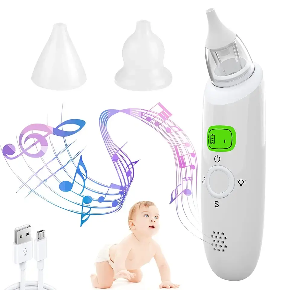 Aspirador nasal elétrico paquiss, sucção nasal de silicone com limpador de nariz para bebê recém-nascido