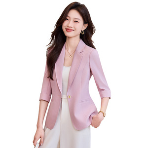 Women's White Blazer Solid Color Polyester Breathable Spring Summer 2025 Professional Formal Wear With Dress - Product Image 5