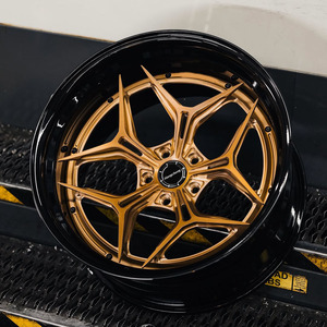 صحن عميق طلاء ذهبي قطعتان <span class=keywords><strong>3</strong></span> قطع 5X112 5x15-24 بوصة سبائك الألومنيوم الكروم مزورة لعجلة BMW porsche - Product Image 4