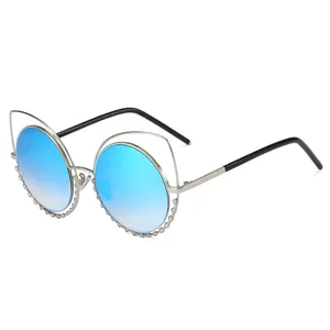 97298 Gafas De Sol moda bayanlar metal güneş gözlüğü taklidi inci güneş gözlüğü çin'den doğrudan toptan satın almak