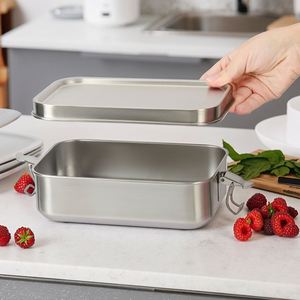 Recipiente de Acero Inoxidable para Preparación de Alimentos con Tapa de Clip Segura, Sellado de Silicona a Prueba de Fugas, Ligero para Viajes - Product Image 4