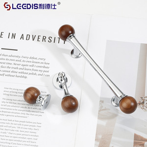 LEGDIS French Style Cabinet Handle Walnut Wood Round Ball Zinc Alloy Durable Wardrobe <b>Door</b> <b>Knob</b> Single Hole - Product Image 1