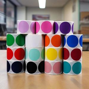Colorido 50mm/2inch Rodada Vinil Circular Selagem Etiquetas Pacote Adesivos em Preto Branco Vermelho Papel Kraft Rosa Claro Azul Verde - Product Image 1