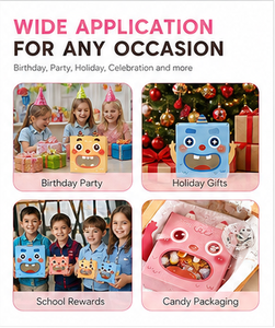 Custom Cute Cartoon Monster Face Window <b>Gift</b> <b>Box</b> <b>Pink</b> Paper Candy Cookie Kids Birthday Party Packaging Wholesale Supplier - Product Image 5