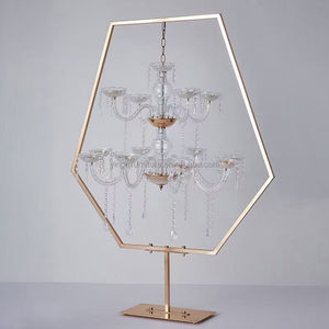 Lampadario in cristallo decorazione per la tavola di nozze centrotavola d'oro <span class=keywords><strong>portacandele</strong></span>