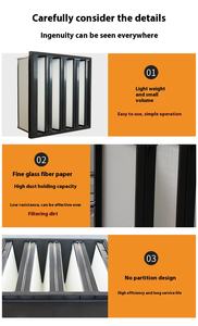 โมดูลกรองอากาศแบบกรองฝุ่น Hepa V-bank พร้อ<span class=keywords><strong>ม</strong></span>โครงเหล็กชุบสังกะสี สำหรับระบบปรับ<span class=keywords><strong>อากาศ</strong></span>ศูนย์<span class=keywords><strong>ข้อมูล</strong></span>และโรงงานอิเล็กทรอนิกส์ - Product Image 2