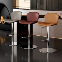 Tabouret de bar moderne en acier inoxydable avec cadre pivotant, hauteur réglable, revêtement en cuir PU, pour îlot de cuisine, comptoir, salle à manger