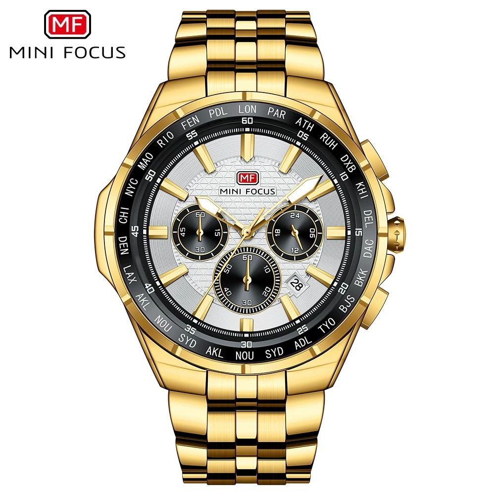 Glod Case White Dial