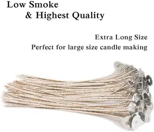 Factory Custom Flat Cotton Wick Braided With Thin Paper Threads Perfect Burn Stability Soy Candle Wicks 10cm 20cm
