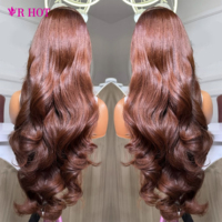 Peluca de Cabello Humano con Frente de Encaje Ondulado Color Chocolate 13x6, Pre-Pluck, Sin Pegamento, Encaje HD, para Mujeres Negras