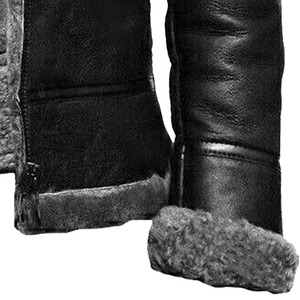 Best Quality Genuine <b>Shearling</b> Leather <b>Men's</b> <b>Jacket</b> Spring Custom Breathable Canvas Fabric Casual Custom Colors Logo OEM Service - Product Image 5